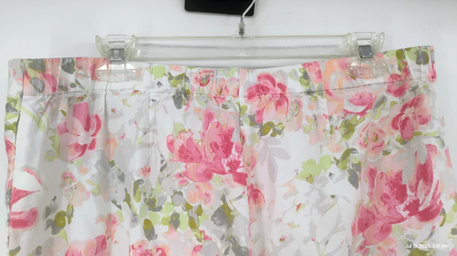 NUEVO J. Jill Lino Elastizado Floral Capri Pantalones Pull-On Blanco Coral Rosa Bolsillos M - Imagen 18 de 24