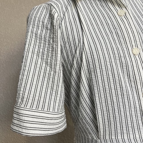 Calvin Klein Damen Knopfleiste Kurzarm Gestreiftes Kleid Grau Weiß Größe 12 - Bild 5 von 16