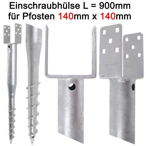 Bodenhülse Einschraubhülse U-Pfostenträger 140 x 140 mm Pfostenanker L 900mm