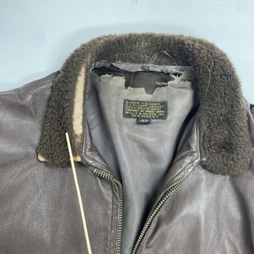 Vintage Willis Geiger US Navy G-1 Flight Leather Bomber Jacket Size 42 Brown - Picture 16 of 24