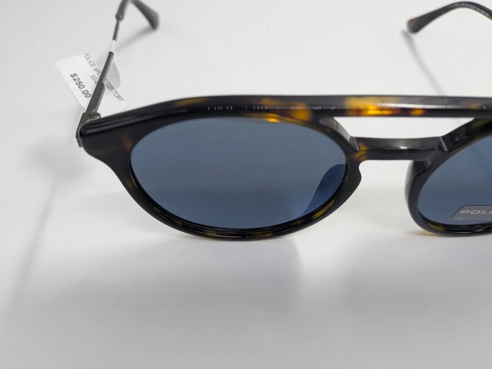 Gafas de sol Police SPL 722 722B carey azul estilo redondo lentes rayadas Foto 3 de 4