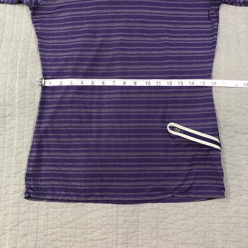 Athleta Shirt Womens Medium Purple Stripe Long Sleeve Zip Pocket Reflective Run - Picture 7 of 24