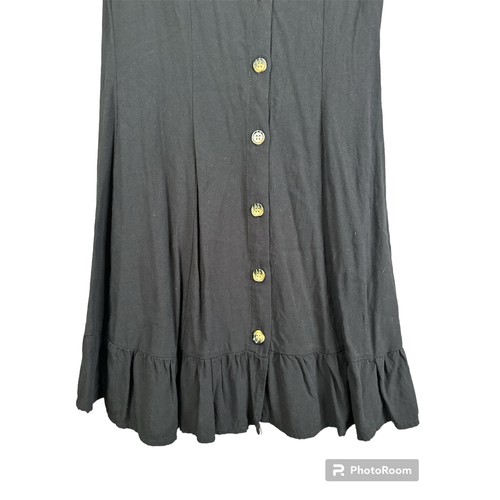 H&M Divided Fit & Flare Kleid schwarz Kurzarm Knopfleiste Rüschensaum Größe 2 - Bild 2 von 6