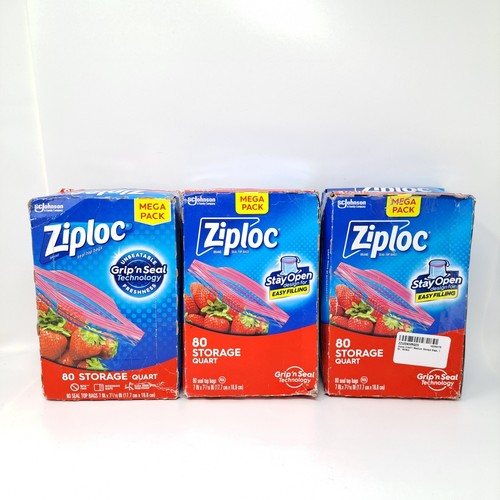 3 Stück Ziploc Quart Lebensmittel Aufbewahrungsbeutel, Grip 'n Seal Technologie X leichterer Griff 80ct - Bild 7 von 7