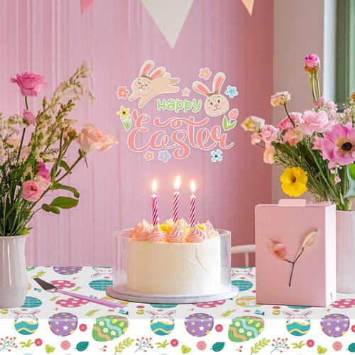 3 Pcs Easter Tablecloths Plastic, 54x108 108" x 54" (Rectangular), - Picture 6 of 7