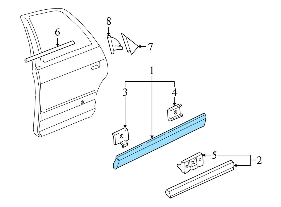 2000-2002 AUDI A8 QUATTRO 4.2L - PORTA TRASEIRA ESQUERDA central moldura / acabamento - Imagem 3 de 4