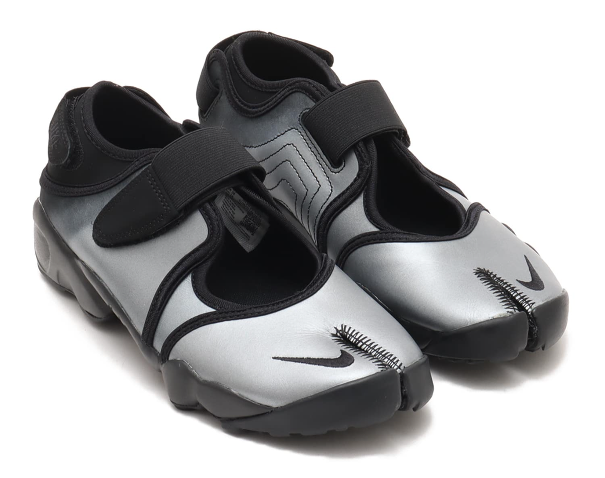 Nike Air Rift Women's Shoes Leather Metallic Silver Black