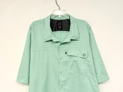 Wrangler ATG Men's Shirt Size 3XL Green Vented Mesh Back Grid Woven Short Sleeve