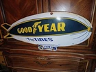 VINTAGE LARGE GOODYEAR BLIMP 30" PORCELAIN METAL SIGN AUTO AVIATION ADVERTISING