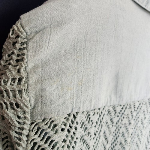 VTG Drapers & Damons Crochet Open Knit Jacket Blue Sz L Festival Rodeo Boho - Picture 9 of 11