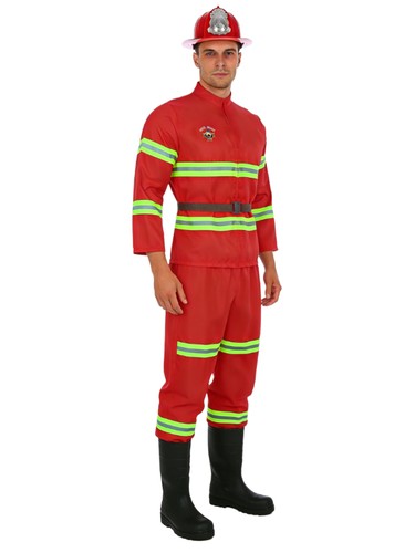Mens Fire Chief Costume Halloween Firefighter Dress Up Role Play 4-piece Suit - Afbeelding 7 van 40