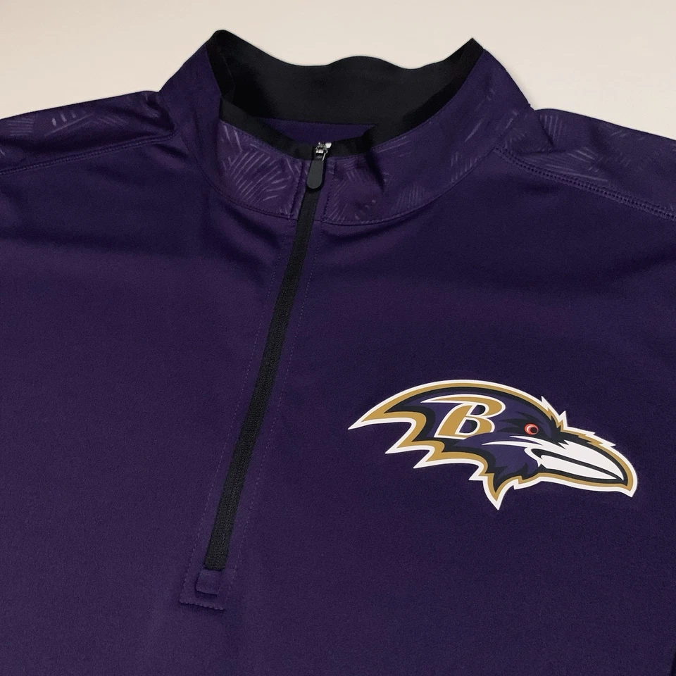 Pullover Fanatics NFL Baltimore Ravens 1/4 Cremallera Hombres XL Púrpura Ligero Elastizado Foto 4 de 4