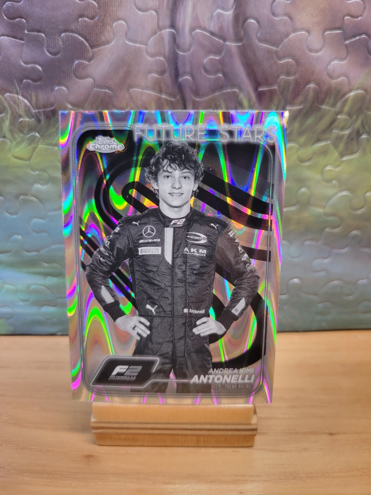 2024 Topps Chrome Formula 1 F1 Andrea Kimi Antonelli Black And White Raywave #22