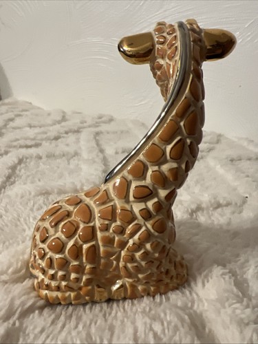 Vintage Rinconada Uruguay Pottery Clay Giraffe with Gold Trim Figurine - Picture 5 of 11