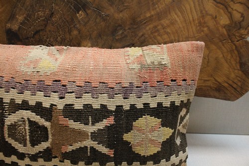 Vintage Kilim Pillow Cover 12x24" Handwoven Turkish Wool Tribal Cushion - Picture 5 of 8