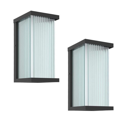 Montpelier Black 1-Light 13.3 in. Dusk to Dawn Outdoor Hardwired Lantern Sconce