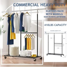 Heavy Duty Garment Rack Rolling Clothes Rack Collapsible Clothing Rack On Wheels