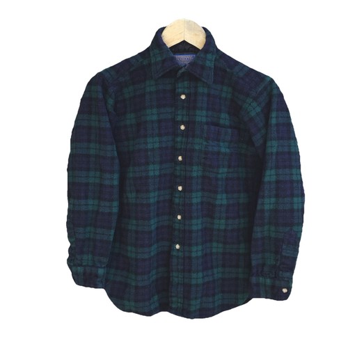 Vintage Pendleton flannel t shirt youth boys medium authentic black watch tartan