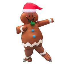 Gingerbread Man Costume, Polyester Christmas Inflatable Costume for Adults, O...