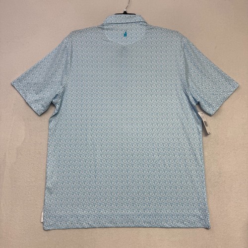 Johnnie-O Herren Performance Polo Grotte Micro Leaf Print blau weiß LT $ 118 Neu mit Etikett - Bild 4 von 4