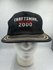 Vtg K-Products Craftsman Pro-set 2000 Hat Trucker Black Flat Brim Lines