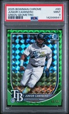 2025 Bowman Chrome - Junior Caminero, Junior Caminero #80 Green Geometric /99