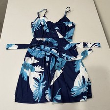 Casuress Womens Dresses V Neck Mini Floral Spaghetti Strap Tie Knot Front Flow S