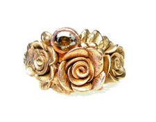 Antique Style Golden Bronze Rose Ring-Topaz Stone-Size 12