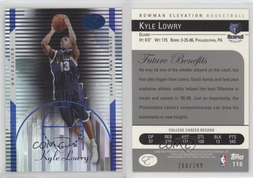 2006-07 Bowman Elevation Rookie Blue /399 Kyle Lowry #116 Rookie RC