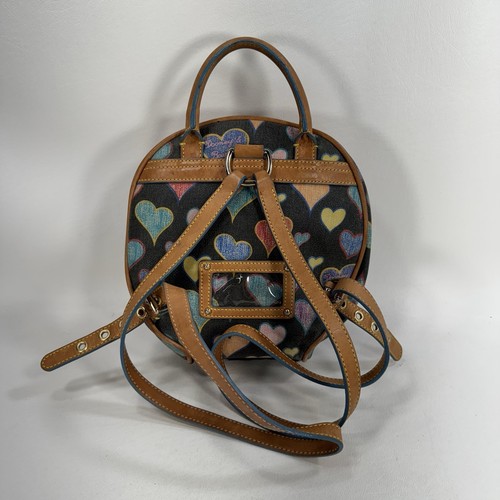 Vintage Dooney and Bourke Multi Color Heart Print Small Backpack - 第 3/11 張圖片