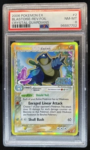2006 Pokemon EX Crystal Guardians Blastoise Delta Species Reverse #2/100 PSA 8