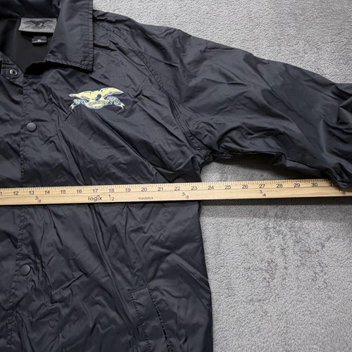 Anti Hero Skateboards Jacket Mens XL Black Coach Windbreaker Nylon Snap Front - Picture 7 of 7