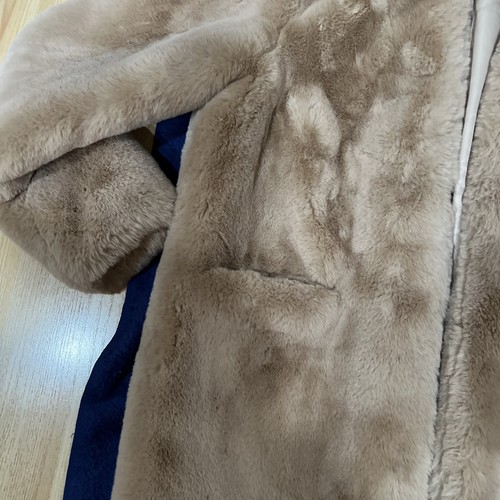 Damen Apparis Sand Kunstfell Mittellang Kapuze Teddy Mantel Fronttaschen Größe XS - Bild 3 von 14