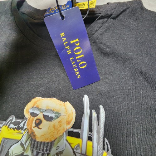 Polo Ralph Lauren Polo Bear Graphic T-Shirt Black Size M Men’s Yellow Defender - Picture 6 of 18