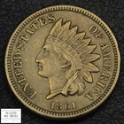 1861 Copper-Nickel Indian Head Cent 1C (Key Date!)