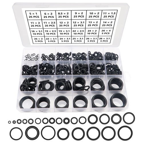 385 Pezzi 24 Misure Neri O-Ring Assortimento Kit, Nitrilica O-Ring Gomma Guarniz - Foto 1 di 12