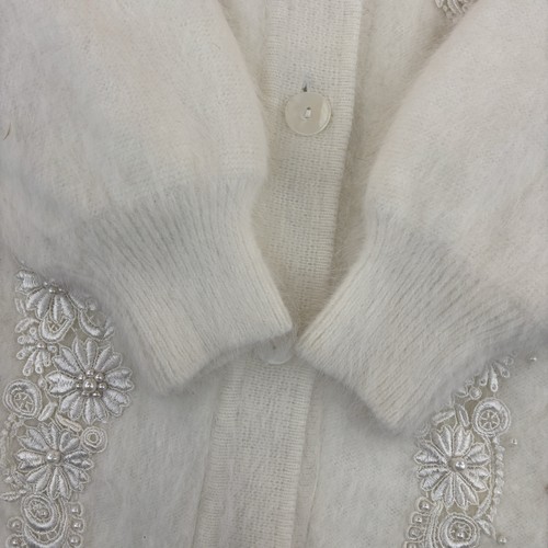 Lee Sands Sweater Womens One Size Missy White Ivory Angora Rabbit Hair Cardigan - Bild 6 von 13