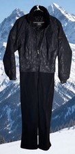 Nils Womens Ski Suit Snowsuit Snow Bib Leggings Size 12 Apres Vtg Black Zip Frnt