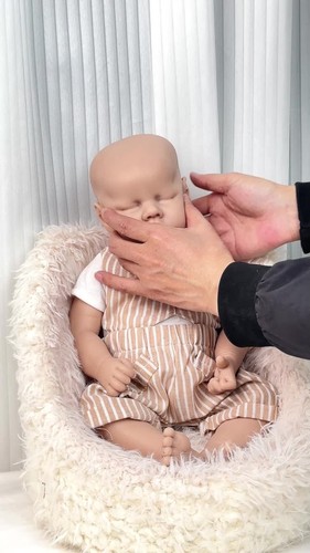 IVITA 18''Full Silicone Doll Eyes Closed Boy Lifelike Reborn Baby Doll - Video 1 of 1