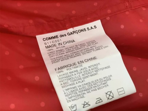 COMME DES GARCONS Red White Polka Dot Belted Raincoat Trench Jacket Medium - Picture 8 of 8
