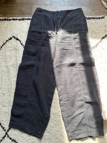 POETRY 100% linen charcoal wide leg trousers high waist part lined W30 L29 - Picture 10 of 13
