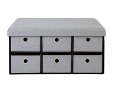 Livarno Home Sitzbank hellgrau mit 6 Fächern Sitztruhe Aufbewahrungsbox Stauraum