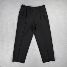 Vintage Black Wool Tuxedo Pants w/ Satin Stripe Fit 35 x 29