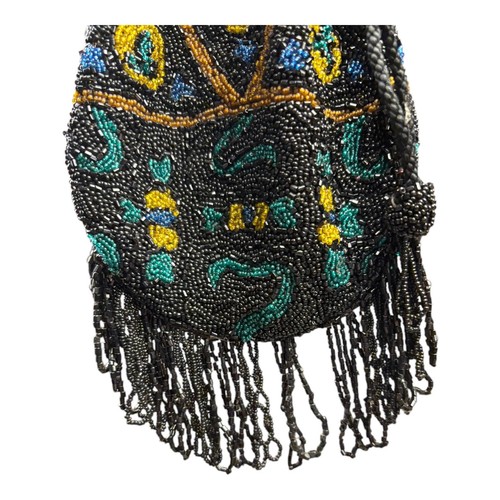 Vintage Antique Micro Beaded Art Deco Evening Bag Purse Flapper Fringe - Picture 12 of 14