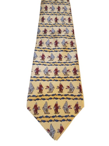 Nuevo con etiquetas Corbata Fabergé Hombres Lujo Diseñador Amarillo con Peces Novedad Diversión Precio de venta sugerido por el fabricante $95 - Imagen 2 de 12