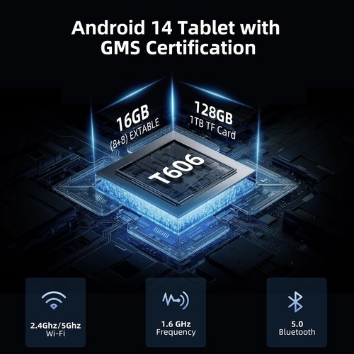 Tablet 10 Inch Android 14 Tablet, 16GB RAM 128GB ROM, 1TB Expansion, Octa-cor... - Imagen 2 de 8