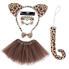 Cheetah Costume Set Leopard Ears Headband Tail Bowtie Tutu Skirt and Leopard