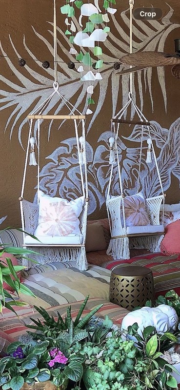 Hang a Hammock Collective White Macrame Hanging Chair Hammock w/ Cushion