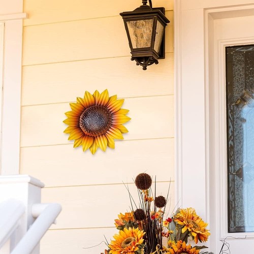 Sunflower Wall Decor - 9'' Metal Flower Wall Art Decorations 3 Pack Spring Ya... - Picture 7 of 8