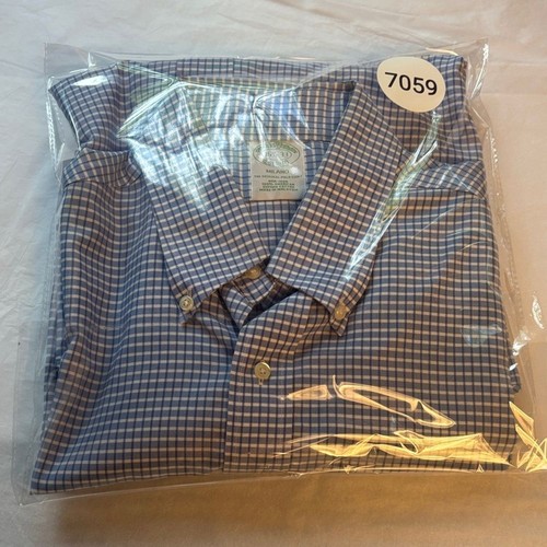 Brooks Brothers Milano Blue Plaid Milano Dress Shirt 16.5/33 Supima Cotton - Picture 8 of 8